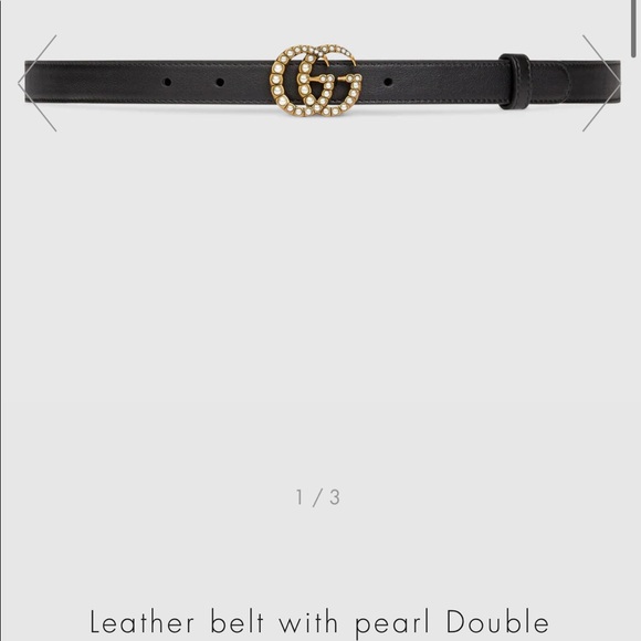 Leather mini double g pearl gucci belt main image 4